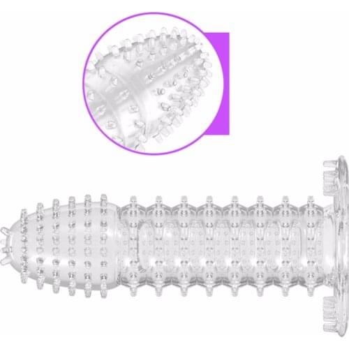 Textured Penis Extender delay condom enlargement Clitoris Labia Massager erection aid vibrator sleeve sex toys for men