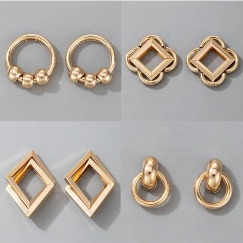 Tocona Trendy Hollow Geometric Earrings for Women Charms Flowers Bead Round Gold Color Alloy Metal Party Jewelry Gift Wholesale