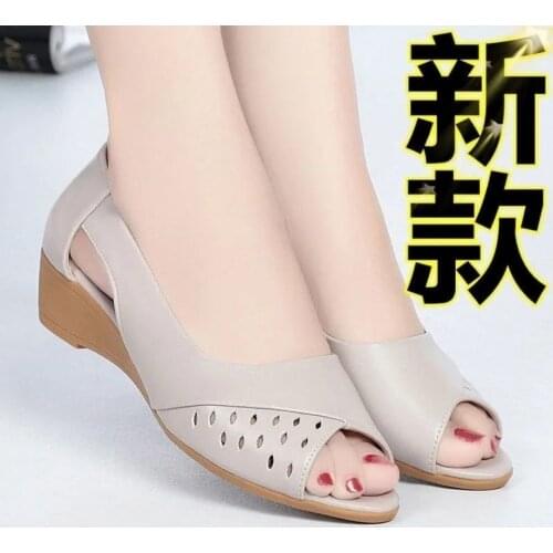 Shoes Women Slippers Leather Sandals Womens Summer 2021 New Heel Heel Sandals Women Sandales Femmes