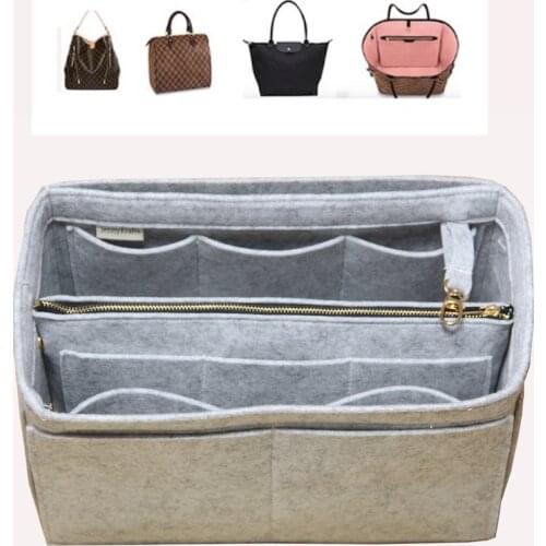Fits[Artsy MM, Alma MM,Melie,IENA MM]Felt Insert Bag Organizer Purse Insert Organizer Handbag Bag in Bag(w/Detachable Zip Pocket