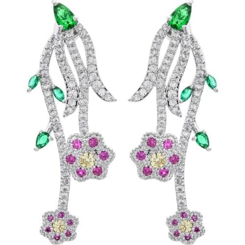 High-grade plant flower color zircon earrings, suitable for women/girls sweet romantic fashion jewelry earrings ER-316