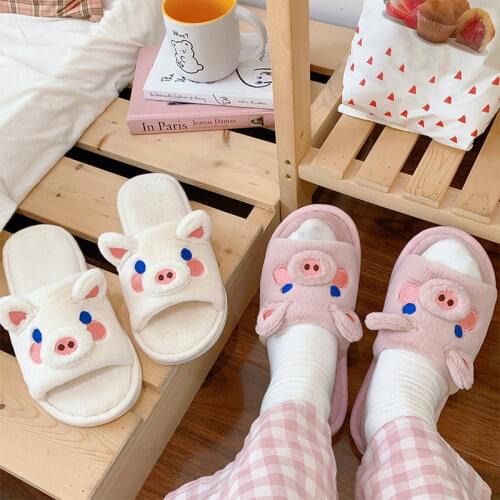 Women Plush slippers House Ladies Fluffy Cute Pig Pattern Shoes Winter Casual Girls Fashion Shoe New Home Female Slippers