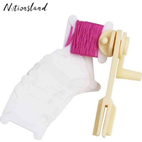 1PC String Winder&30pcs Plastic Embroidery Floss&Craft Thread Bobbins for Storage Holder Cross Stitch Sewing Tools Accessory