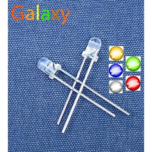100pcs 3mm LED Diode 3 mm Assorted Kit White Green Red Blue Yellow Orange Pink Purple Warm white DIY Light Emitting Diodes