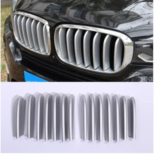 14pcs ABS Chrome Car Head Front Grill Cover Trim Sequins For BMW X5 X6 F16 F15 2014 2015 2016 2017 Auto Accessories
