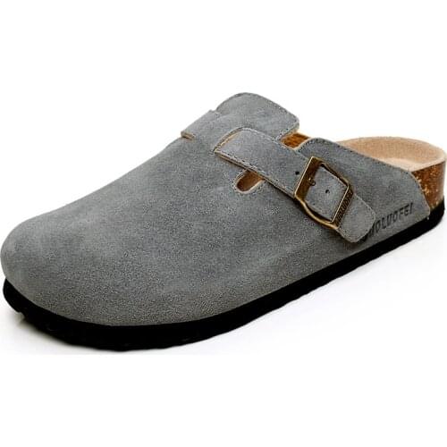 2021 Summer Mens Closed Toe Slippers New Suede Leather Clogs Sandals For Men Women Garden Clog Slides Unisex Big Size 35-46