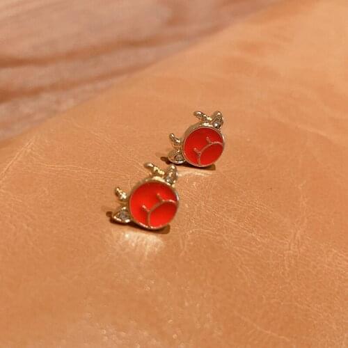 2021 trendy red cute bull earrings Round Fashion Simple Everyday Teen Tiny Ear Studs Women jewelry earrings