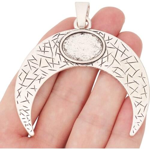 3 x Tibetan Silver Large Crescent Moon Double Horn Charms Pendants for Necklaces Jewelry Making Findings 75x66mm