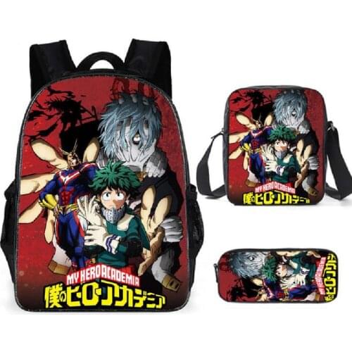 Anime My Hero Academia Print 3D Mochila Feminina Sets Kids Boys Casual Schoolbags With Pencil Bag Children 3pcs Backpack Satchel