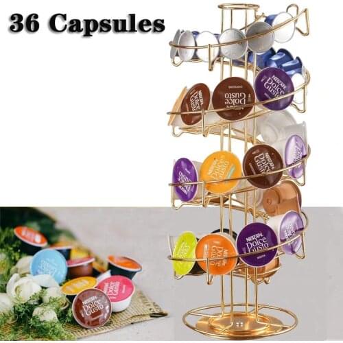 40Cups Rotatable Coffee Pod Holder For Dolce Gusto Capsule Display Capsule Rack 360°shelf swivel nespresso capsule holder Tower
