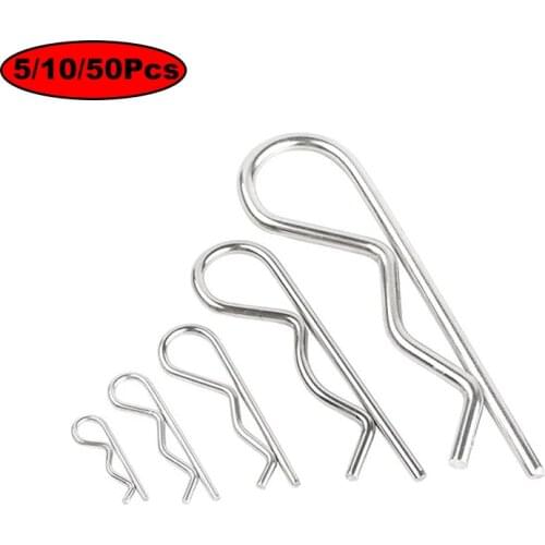 50pcs M1.2 M1.8 M2 M2.5 M3 M3.5 M4 M5 M6 DIN 1102 R Type Pins for Cars4 Spring pins Cotters steel pins