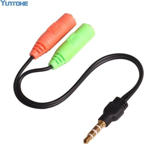 500pcs/lot Male to 2 Female 3.5mm AUX Extension Headphone Mic Audio Splitter Cable Y Splitter Adapter for HTC One for iPod MP3