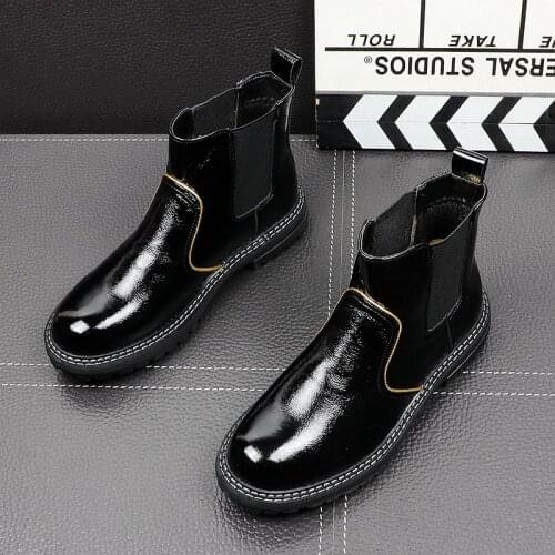 Mens fashion punk nightclub dresses genuine leather boots black platform shoes trend handsome chelsea boot oxfords ankle botas