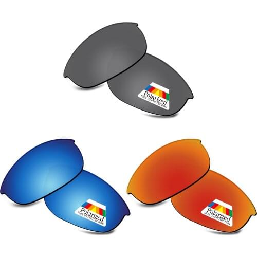 Bwake 3 Pairs Black & Blue & Fire Red Polarized Replacement Lenses for-Oakley Half Jacket 2.0 OO9144 Sunglasses Frame
