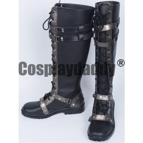 Kingsglaive Final Fantasy XV Nyx Ulric Black Long Cosplay Shoes Boots S008