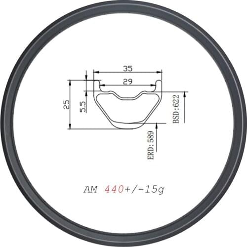 440g 35mm Wide MTB AM Carbon Rims 29er Clincher Tubeless Disc 25mm Deep 24H 28H 32H UD 3K 12K 29inch All Mountain Carbon Wheels