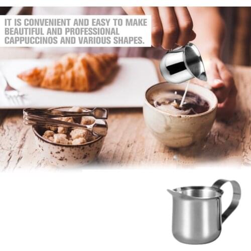 150ml Stainless Steel Coffee Frothing Pitcher Pull Flower Cup Cappuccino Mugs With Pointed Mouth Coffee Stencils Coffeeware Tool