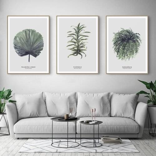 Maeham Watercolor Plant Green Leaves Canvas Painting Art Print Poster Picture Bedroom Wall Living Room Modern Minimalist Decor