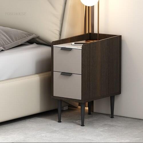 Minimalist Modern Narrow Nightstand Home Furniture Bedside Storage Locker Nightstands Mini Light Luxury Creative Nightstands