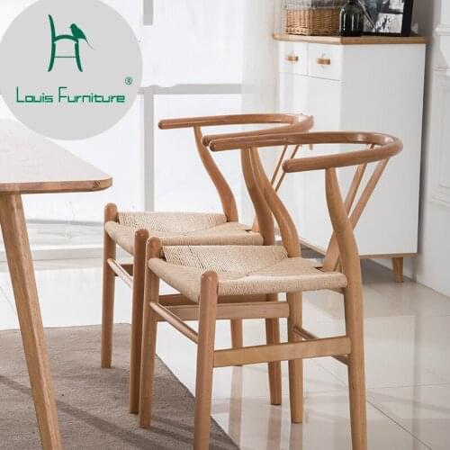 Louis Fashion Dining Chairs Nordic Leisure Solid Wood Stool