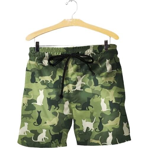 Summer Fashion Beach 3D Men Print Shorts Brand Clothing Camouflage Cat Goat Dog Pattern Funny Shorts Casual S-7XL
