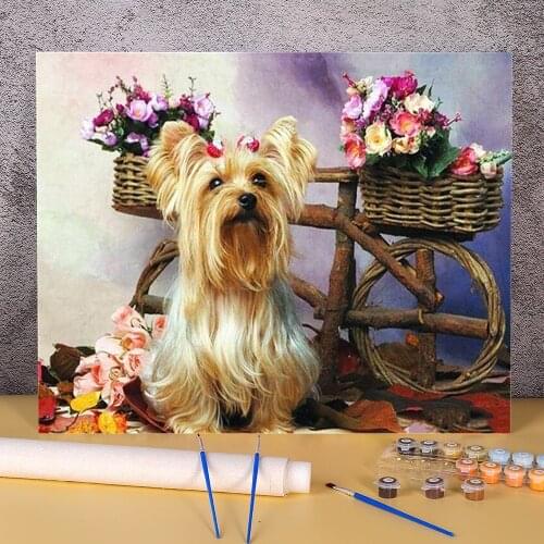 Animal Dog Coloring By Numbers Painting Set Oil Paints 50*70 Canvas Pictures New Design Children Wholesale Handicraft Drawing