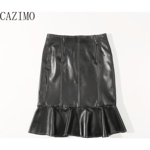 Genuine Leather 2020 Spring And Autumn New Sheepskin Skirt Wild Fishtail Bag Hip Skirt