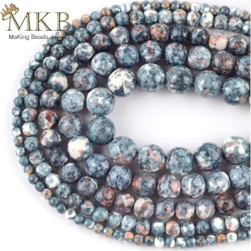 Natural Dark Blue Orange Red White Rain Stone Round Beads For Jewelry Making 4mm-10mm DIY Bracelet Necklace Jewellery 15inches