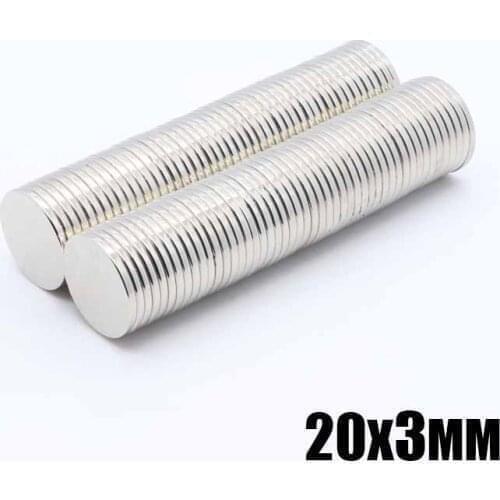 100pcs 20*3 mm N35 Mini Super Strong Rare Earth Fridge Permanet Magnet 20x3 mm Small Round Neodymium Magnet 20*3 mm