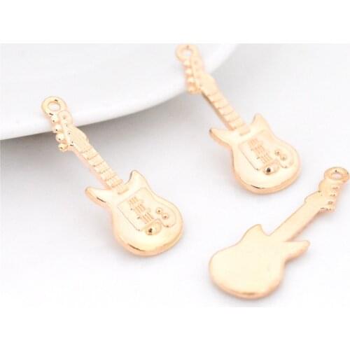 New 15pcs 31x11mm KC-Gold Color Plated Guitar Charms Pendant For DIY Handmade Necklace Keychain Jewelry Accessories