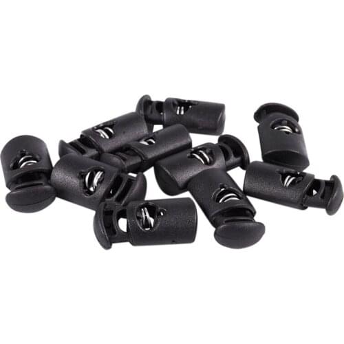 Diameter 8 mm hole, cord cord stopper laces snap hook, black, 10 pcs