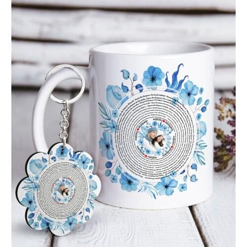 Personalized Face Dilde I Love You White Mug and Keychain Gift Seti-2