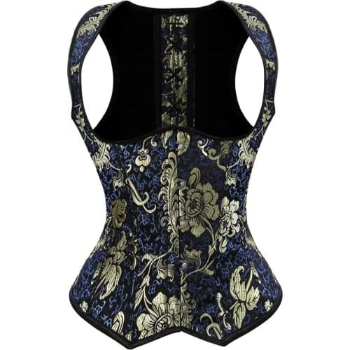 Sexy Gothic Body Shaper Underbust Corset Embroidery Vintage Gold Jacquard Waist Cincher Corsets Straps Vest Bustier Lingerie Top