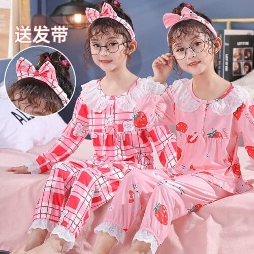 MudiPanda Girls Pajama Sets Children Sailor collar Tops+Pants Vintage princess Toddler Kids lace teen Royal Style Sleepwear