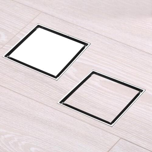 Tile Insert Invisible Floor Drain Brass Square Shower Drainers Chrome Finished 10*10cm Bathroom Hardware Accessories