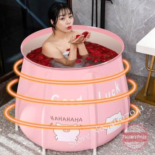 Hot Portable Bathtub Folding Bath Bucket Foldable Large Adult Tub Baby Swimming Pool Insulation Separate Family Bathroom SPA Tub
