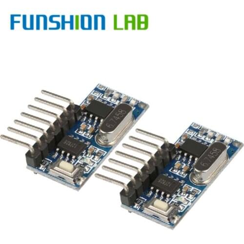 FUNSHION 2PCS 433mhz RF Receiver Learning Code Decoder Module433 mhz Wireless 4 CH output For Remote Controls 1527 2262 encoding