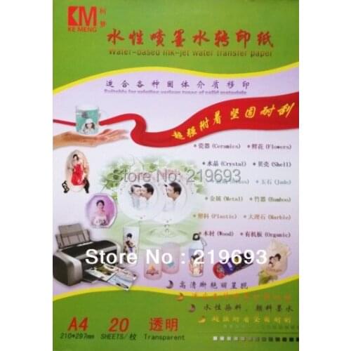 10 pieces/lot A4 size Transparent Color Inkjet Decal Water Transfer Paper