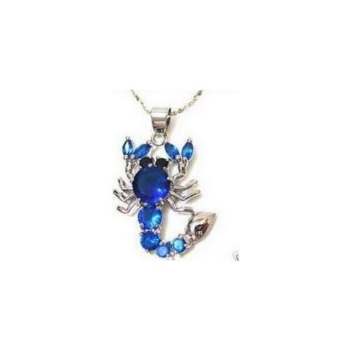 Ry blue crystal Scorpion Necklace Pendant Natural Pearl Silver ry