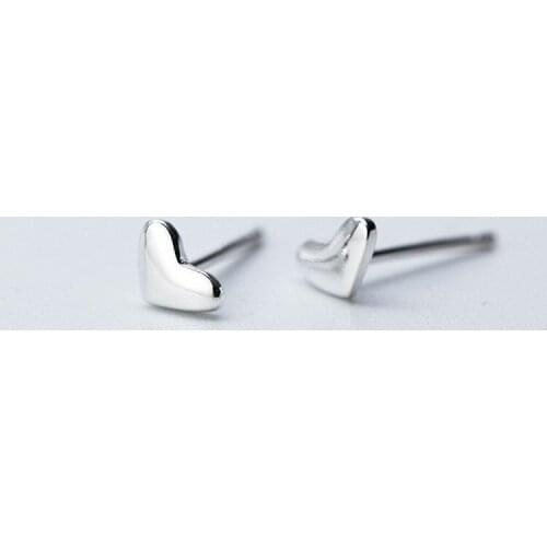Heart Shape Silver Color Stud Earrings For Women Girls Children Baby Kids Mini Minimalist Jewelry A075