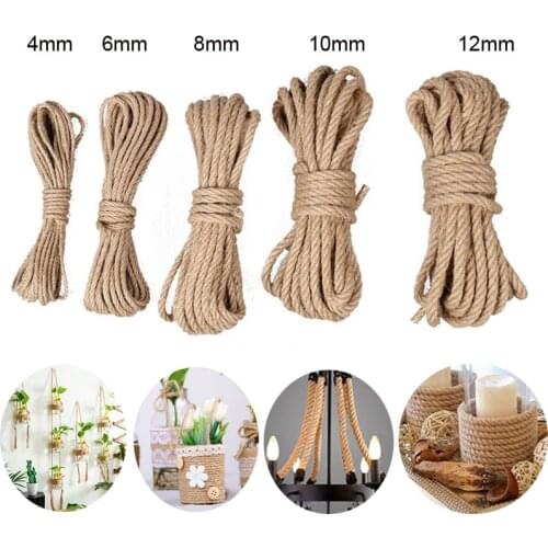 10 Meters Natural Jute Rope 4mm 6mm 8mm 10mm 12mm Home Decor Twine String Hemp Twisted Cord DIY Handmade Craft Gift Packing