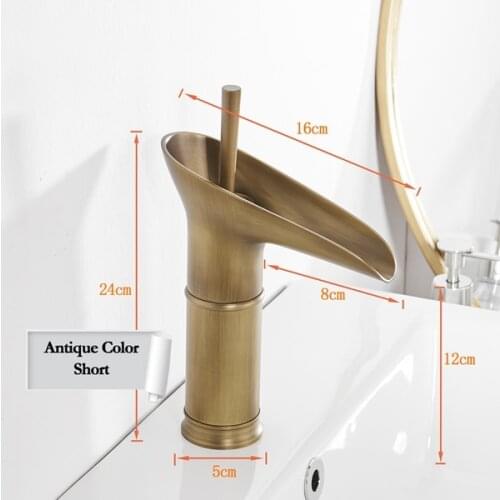 Wine Glass style Single Lever waterfall Bathroom Basin Faucet Brass Antique Hot and Cold bathroom Sink Mixer Taps