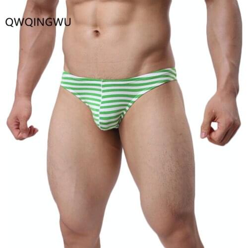 Sexy Underwear Men Briefs Shorts Man Striped Modal Low-waist U Convex Pouch Panties Cueca Calzoncillos Male Underwear Briefs
