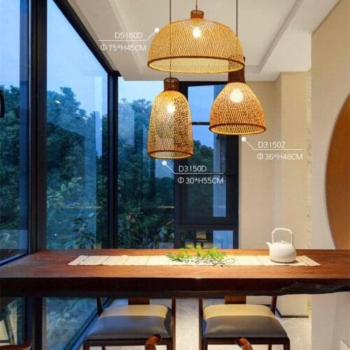 Vintage Bamboo Pendant Lights for Home Decoration Chinese Handmade Rattan Pendant Lamp Restaurant Cafe Corridor Hanging Lamp