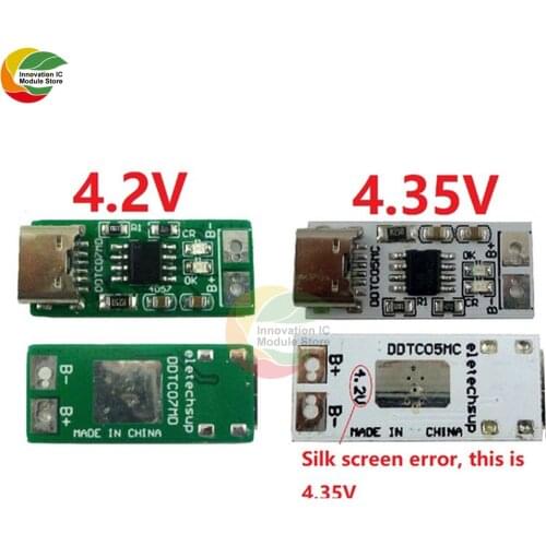 Type-C USB 5V to 4.2V 4.35V Li-ion Li-Po lithium battery charger module, suitable for 3.7V 3.8V 18650 mobile phone battery