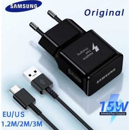15w Charger Samsung Fast Charging Chargeur Cargador EU With Usb C Cable 1.2m 2m 3m For Galaxy S10e Z Flip Note9 M62 M40 M30s A20