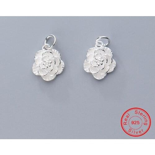 UQBing 100% 925 Sterling Silver Beautiful Rose Flower Charms Fit For Bracelet Necklaces Women Gift Jewelry