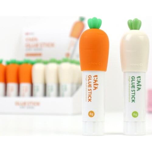 1PC Cartoon Orange Carrot Shape Solid Glue Stick Strong Adhesives Students Stationery Office School Supplies Kids Handmade DIY