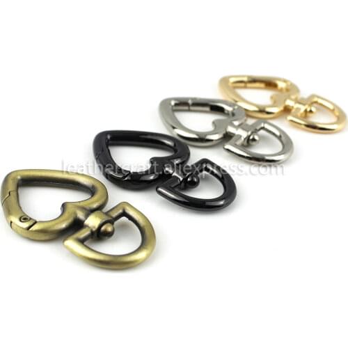 1pcs Metal Heart Shape Swivel Trigger Snap Hook Bag Charm Ornaments Clasps Spring Gate Clips Leather Craft Bag Belt Strap