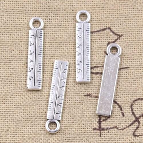 30pcs Charms Tools Ruler Rule 24x5mm Antique Silver Color Pendants DIY Crafts Making Findings Handmade Tibetan Jewelry